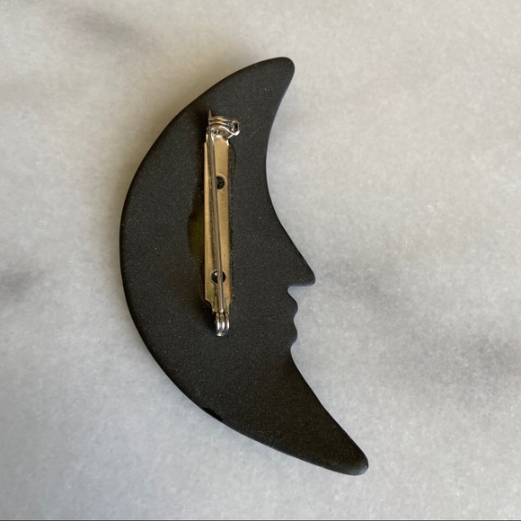 VINTAGE • 90s Witchy Brooch Crescent Moon Hippie Boho Bohemian Wild Woman Lunar - Picture 3 of 5